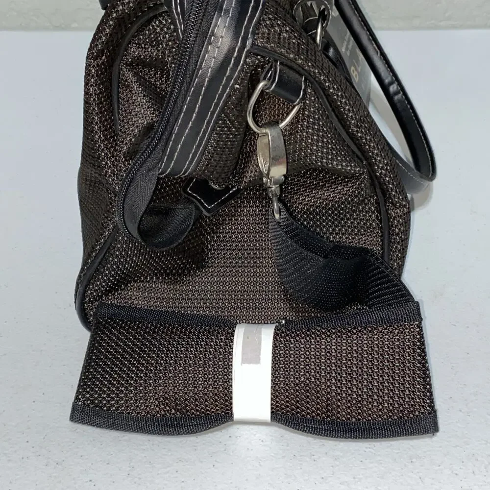 Bill Blass Essentials Designer Travel Bag Luggage Carry On Brown Leather Canvas